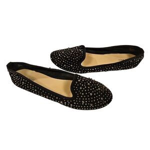 Nine West Silver and Black Studded Loafers sz 11